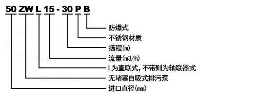 ZWPL不锈钢无堵塞直联式自吸化工泵型号意义
